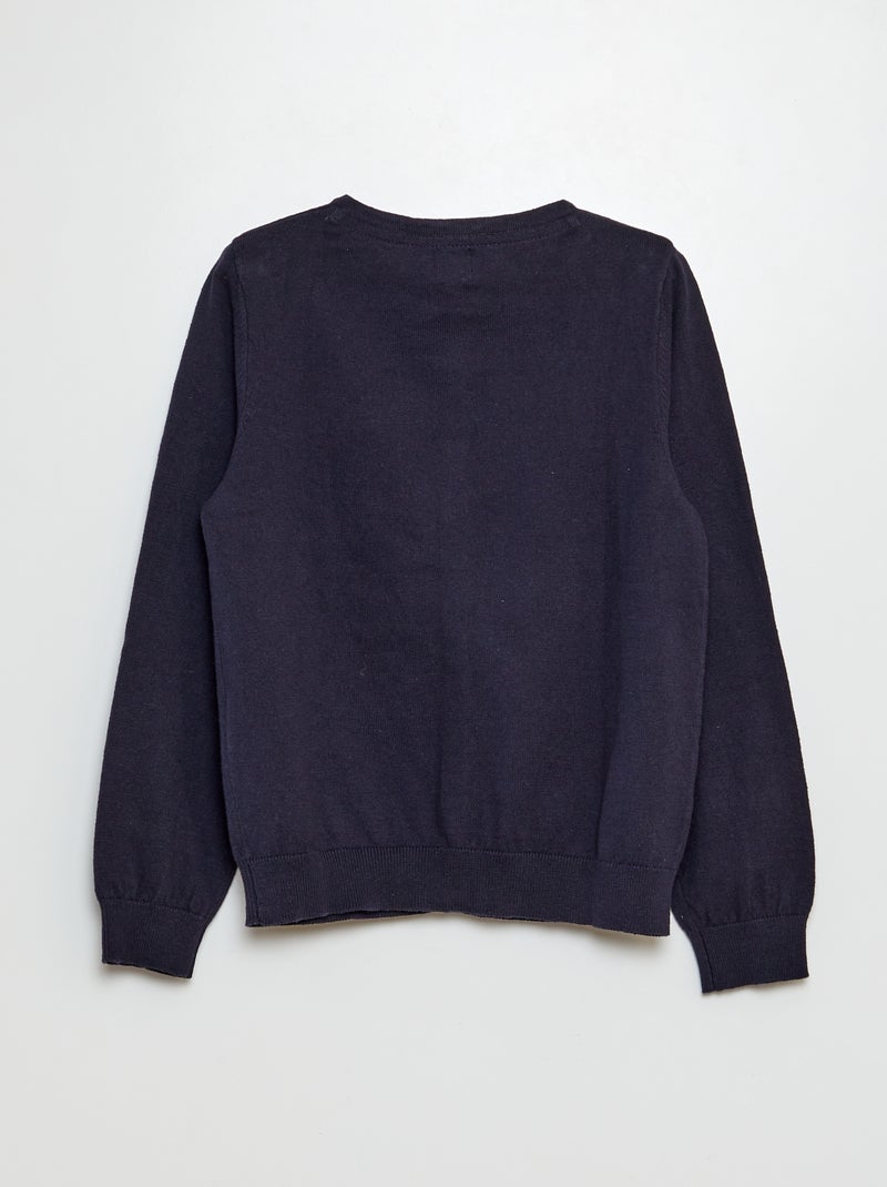 Gebreid effen vestje BLAUW - Kiabi