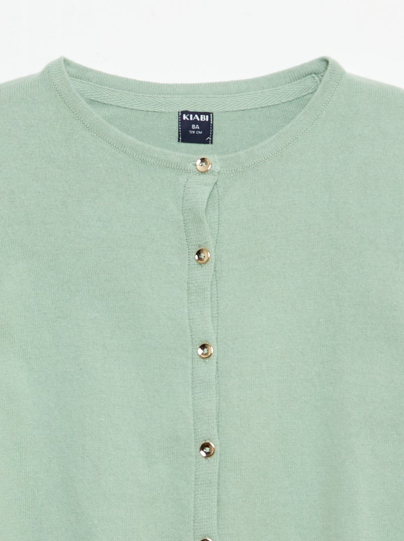 Gebreid effen vestje Groen - Kiabi