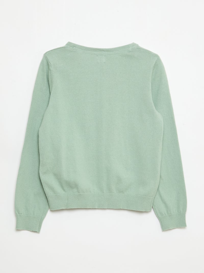 Gebreid effen vestje Groen - Kiabi