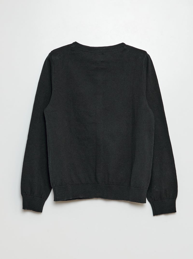 Gebreid effen vestje zwart - Kiabi