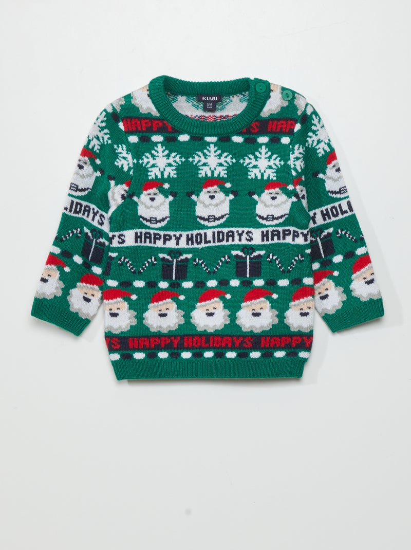 Gebreid kersttruitje GROEN - Kiabi
