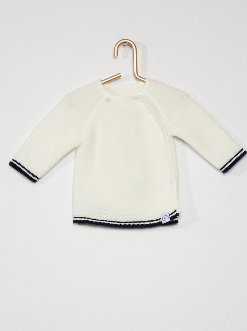 Gebreid truitje 'La Manufacture de Layette' WIT - Kiabi