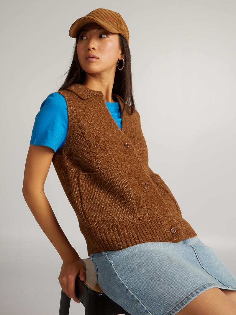 Gebreid vest BRUIN - Kiabi