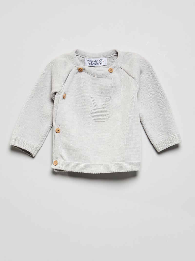 Gebreid vest 'La Manufacture de Layette' - Van Franse makelij grijs - Kiabi