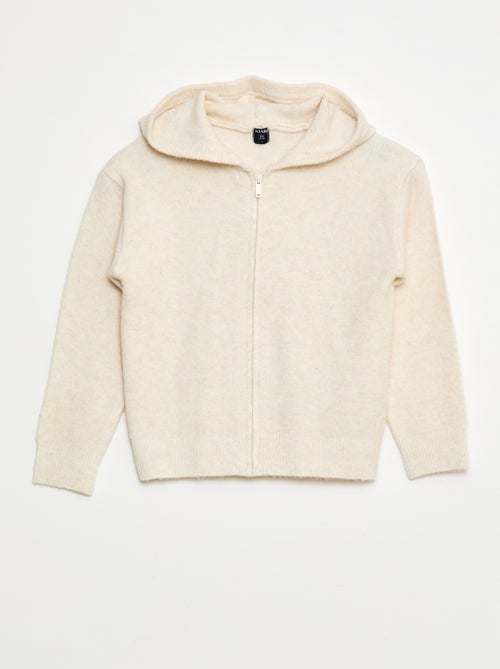 Gebreid vest met capuchon en gemêleerd effect - Kiabi