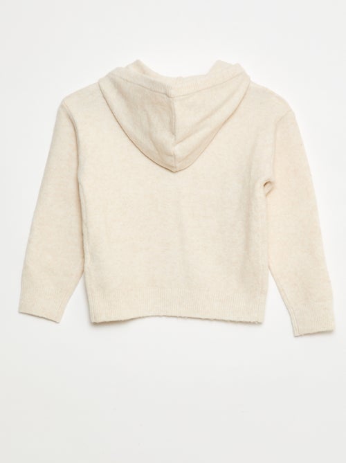 Gebreid vest met capuchon en gemêleerd effect - Kiabi