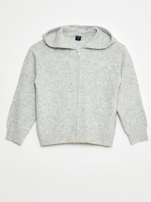 Gebreid vest met capuchon en gemêleerd effect - Kiabi