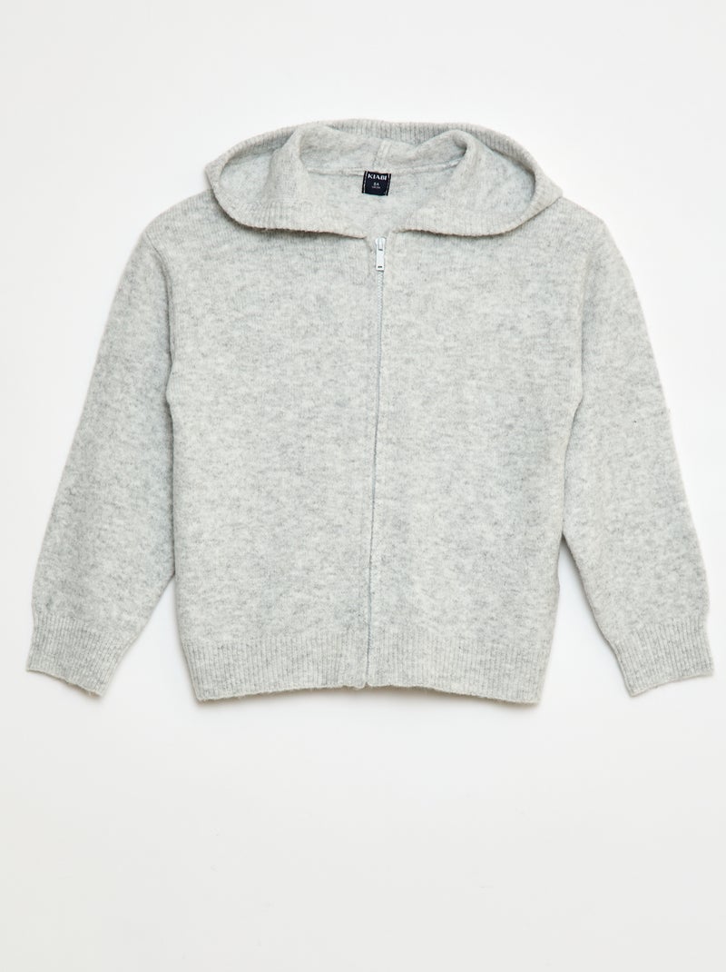 Gebreid vest met capuchon en gemêleerd effect Grijs - Kiabi
