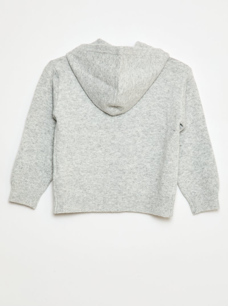 Gebreid vest met capuchon en gemêleerd effect Grijs - Kiabi