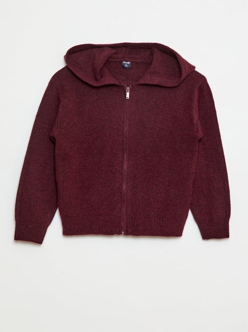 Gebreid vest met capuchon en gemêleerd effect - Kiabi