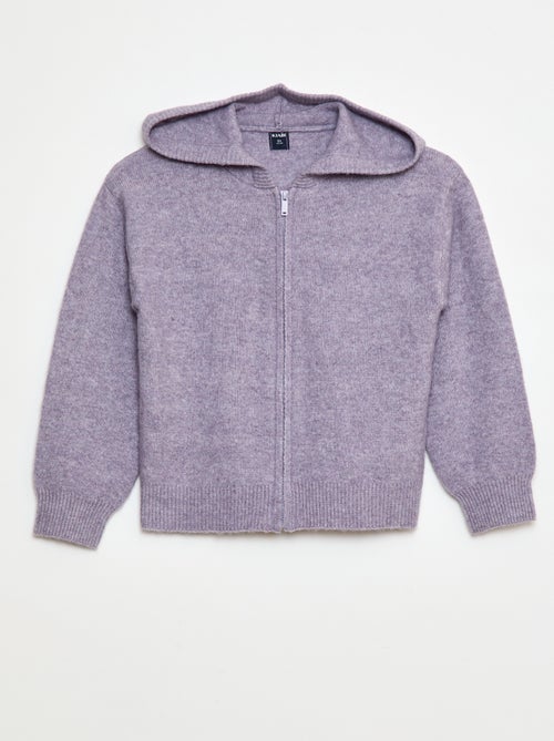 Gebreid vest met capuchon en gemêleerd effect - Kiabi