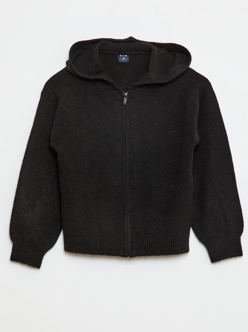 Gebreid vest met capuchon en gemêleerd effect - Kiabi