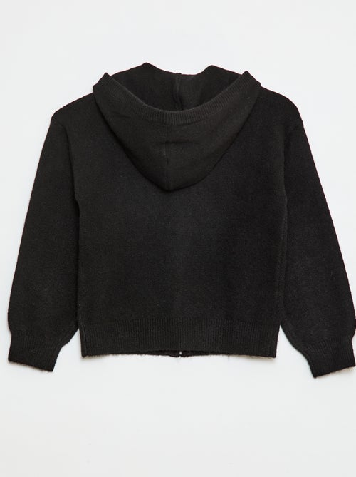 Gebreid vest met capuchon en gemêleerd effect - Kiabi