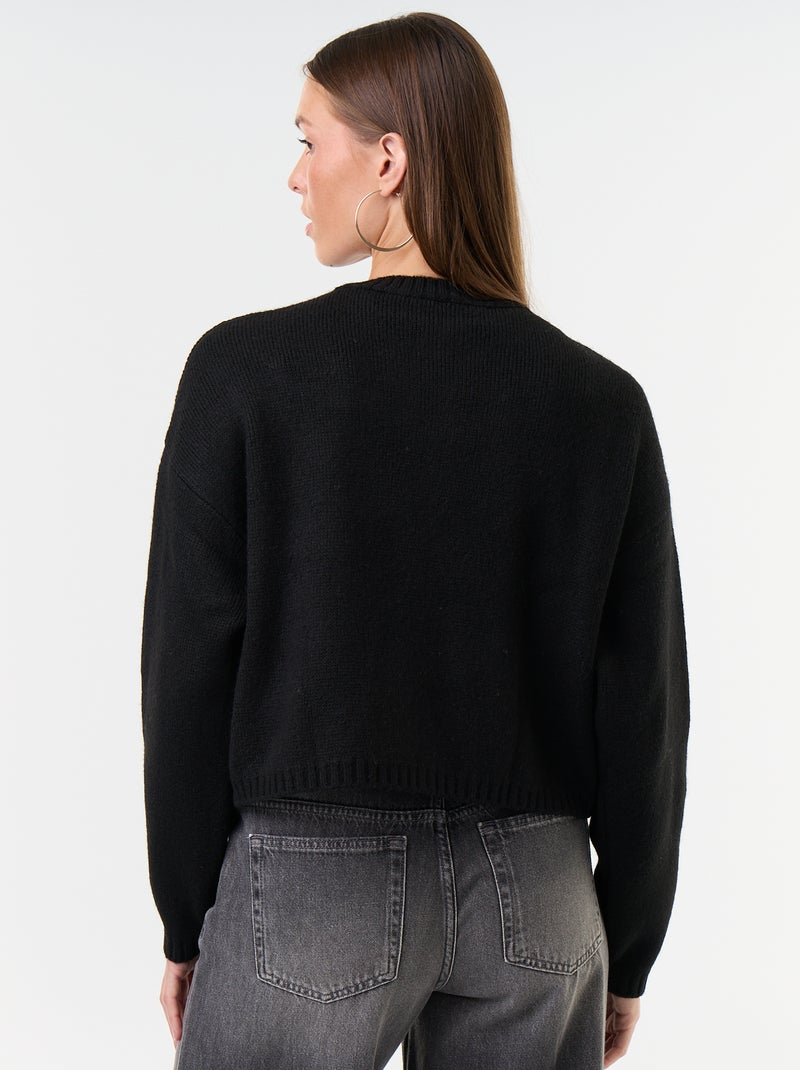 Gebreid vest met fantasieknopen Zwart - Kiabi