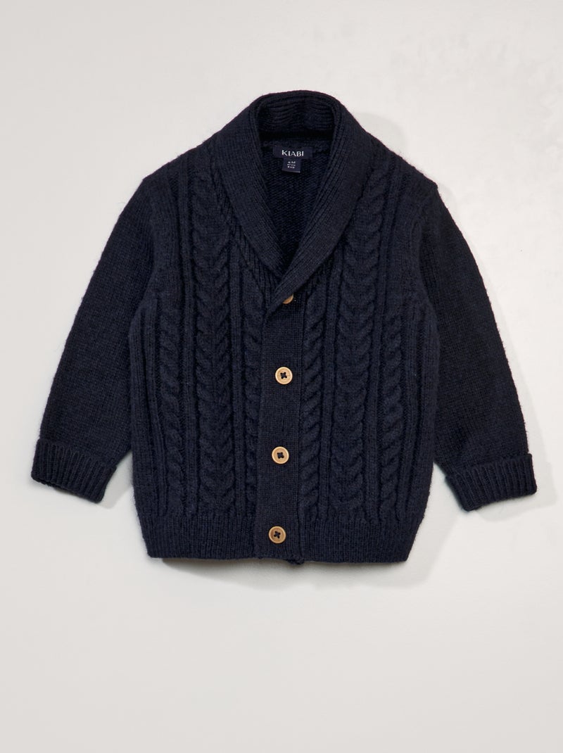 Gebreid vest met fantasiepatroontje BLAUW - Kiabi