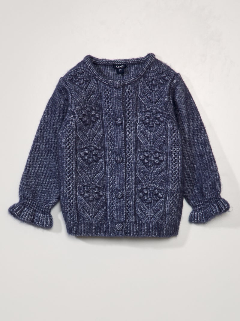 Gebreid vest met fantasiepatroontje BLAUW - Kiabi