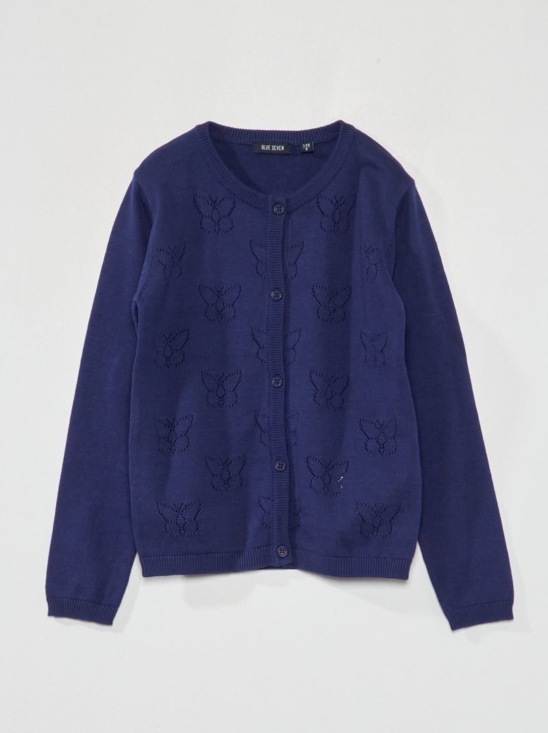 Gebreid vest met fantasiepatroontje BLAUW - Kiabi