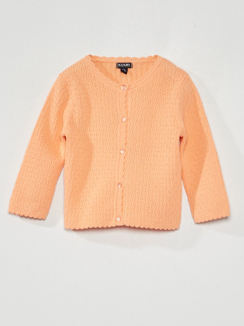 Gebreid vest met fantasiepatroontje ORANJE - Kiabi
