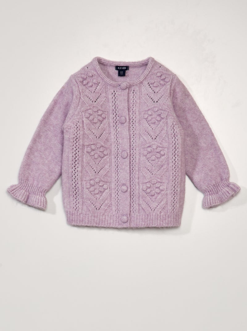 Gebreid vest met fantasiepatroontje PAARS - Kiabi