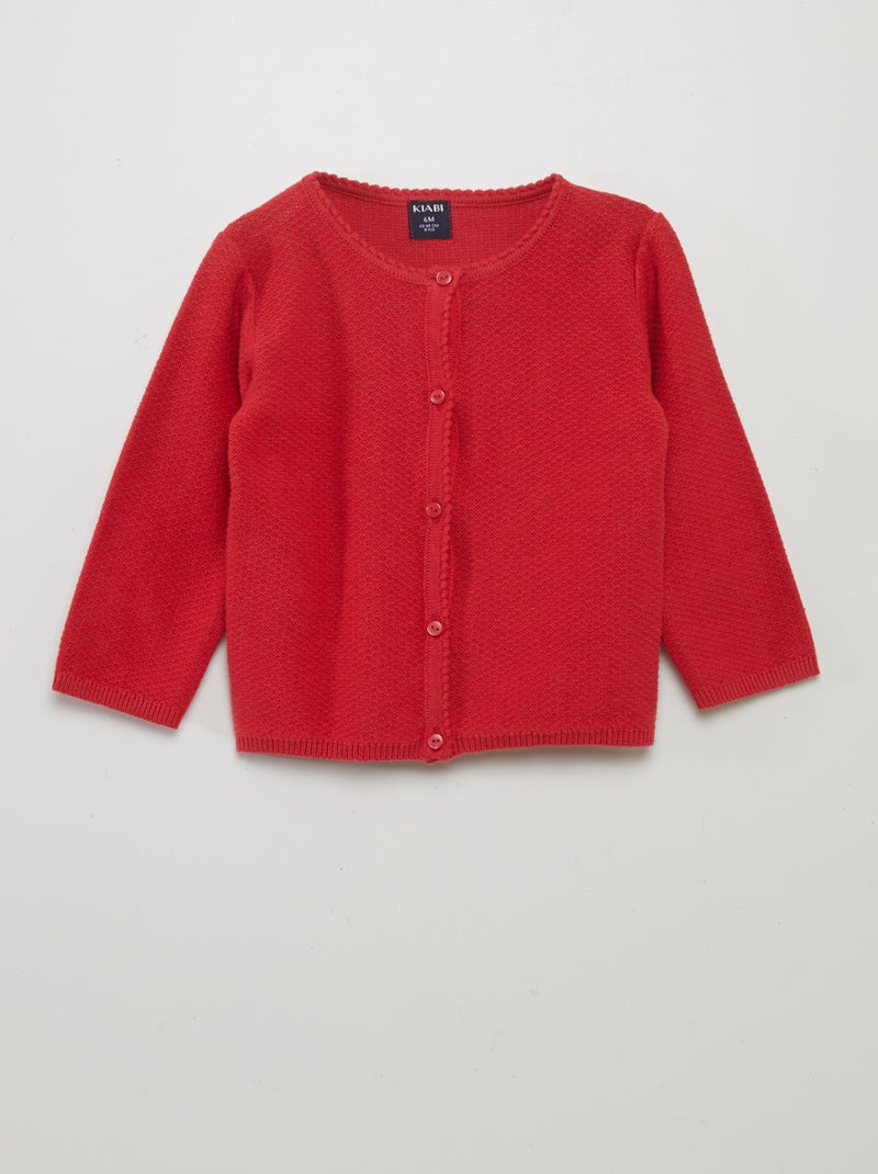 Gebreid vest met fantasiepatroontje ROOD - Kiabi