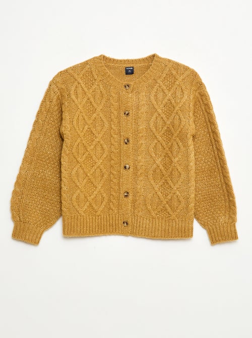 Gebreid vest met kabelpatroon en knoopsluiting - Kiabi