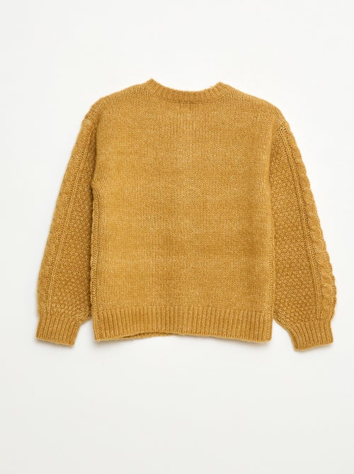 Gebreid vest met kabelpatroon en knoopsluiting - Kiabi