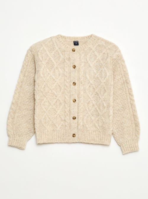 Gebreid vest met kabelpatroon en knoopsluiting - Kiabi