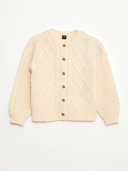 Gebreid vest met kabelpatroon en knoopsluiting - Kiabi