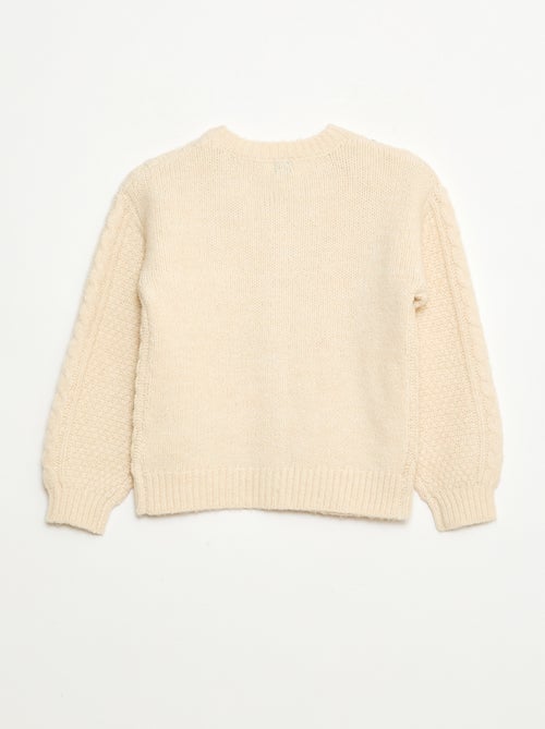 Gebreid vest met kabelpatroon en knoopsluiting - Kiabi