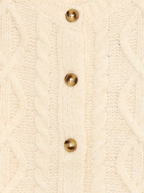 Gebreid vest met kabelpatroon en knoopsluiting - Kiabi