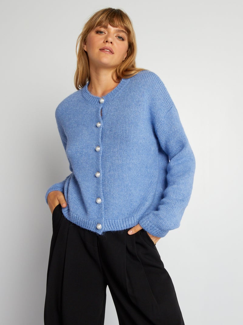 Gebreid vest met knoopsluiting Blauw - Kiabi