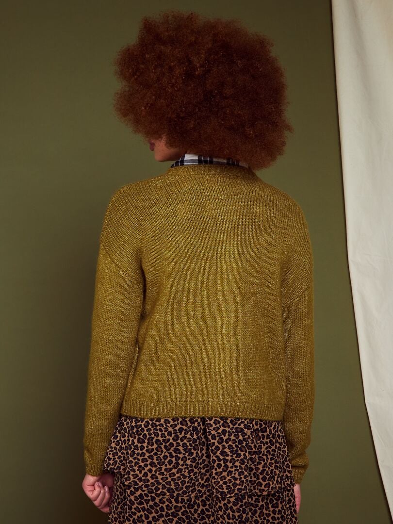 FLASH - Fijngebreide vest met ronde hals - Beige - Maat L