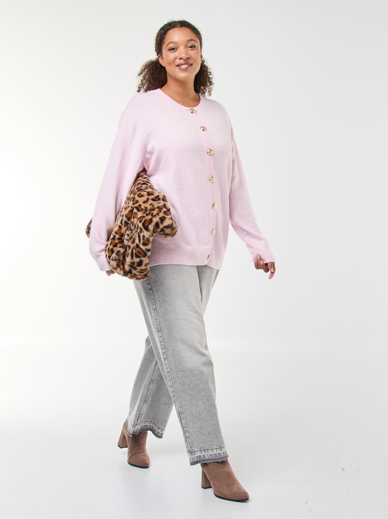 Gebreid vest met mouliné-effect en knopen in retrostijl Rose - Kiabi