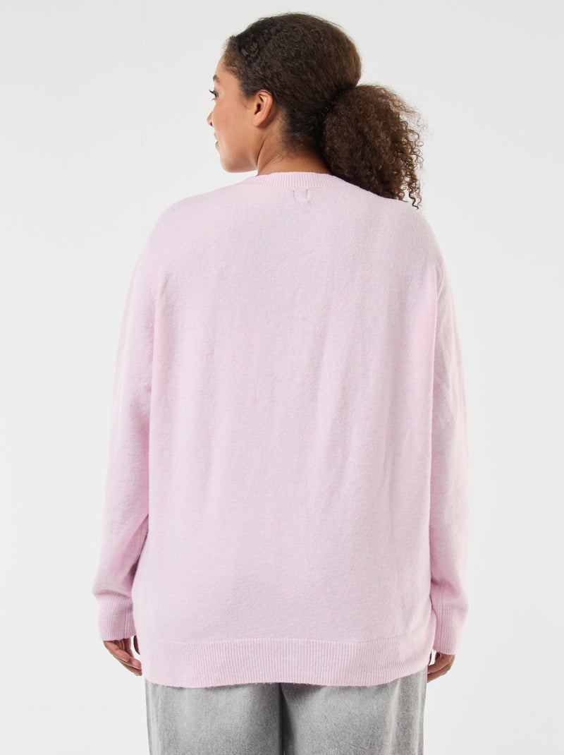 Gebreid vest met mouliné-effect en knopen in retrostijl Rose - Kiabi