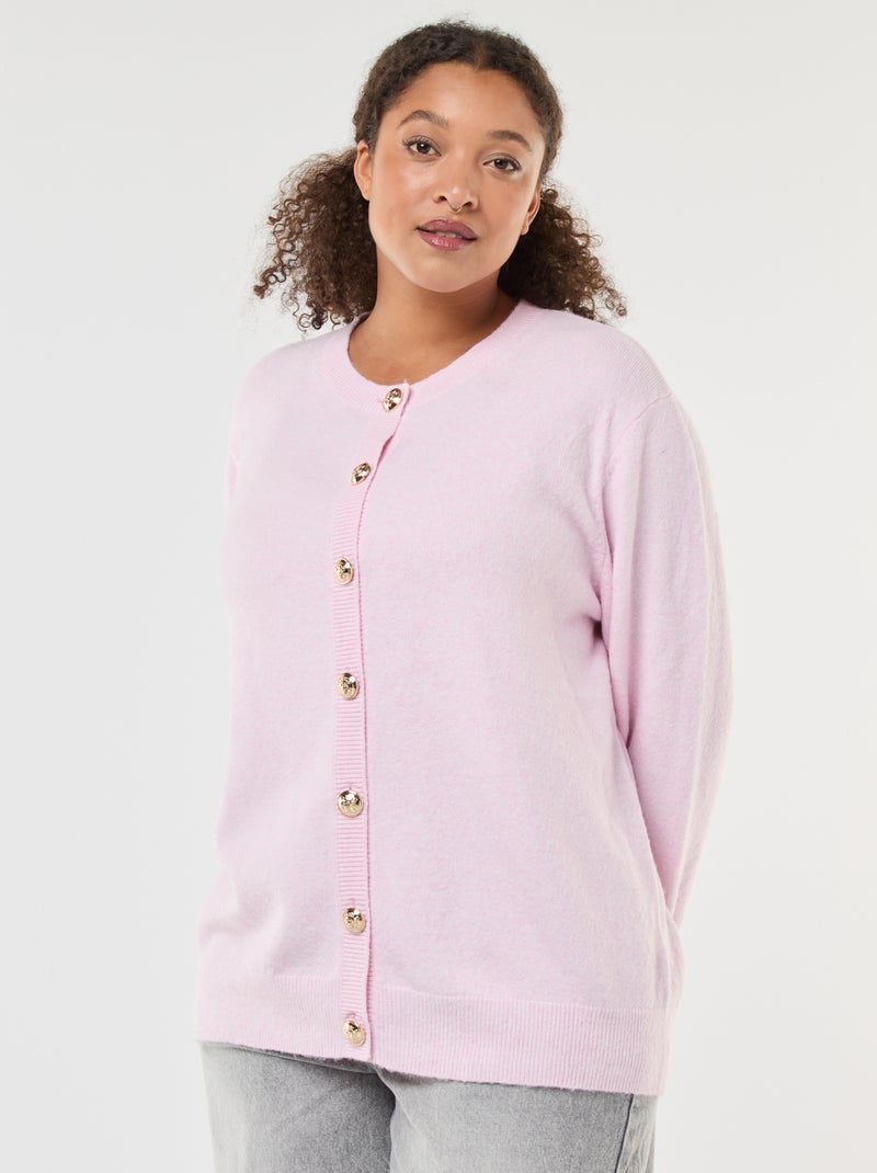 Gebreid vest met mouliné-effect en knopen in retrostijl Rose - Kiabi