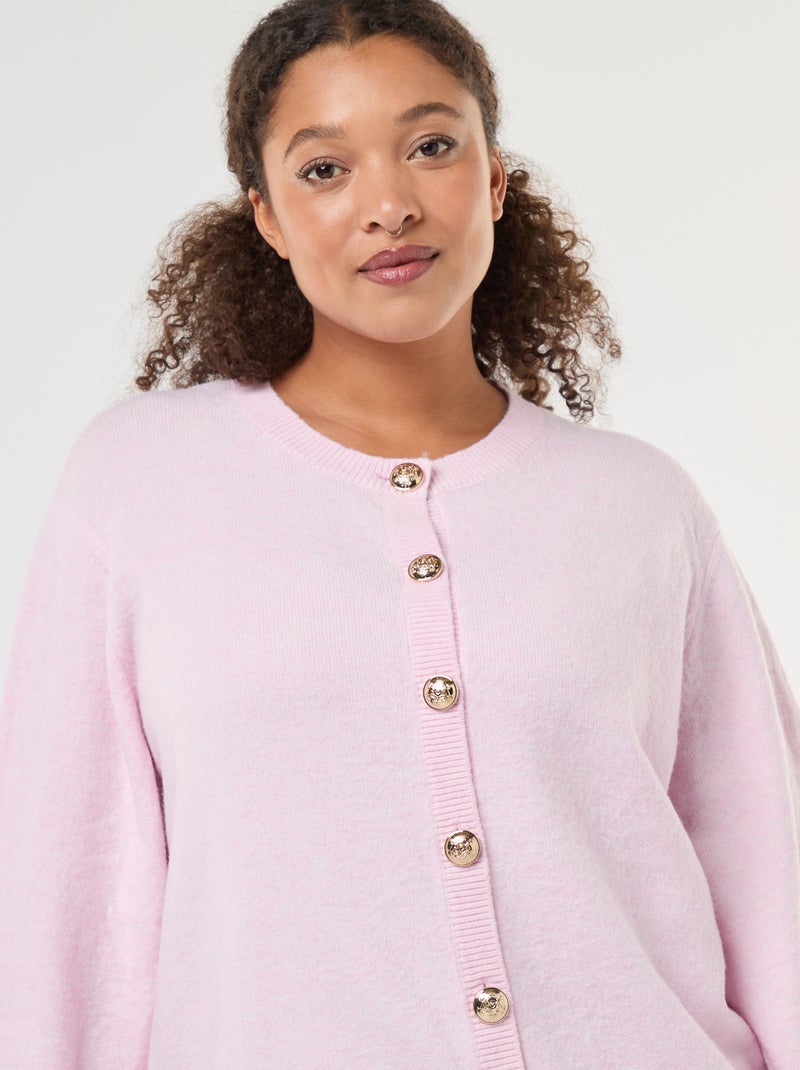 Gebreid vest met mouliné-effect en knopen in retrostijl Rose - Kiabi