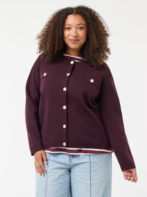 Gebreid vest met reliëfpatroontje en knopen in retrostijl - Kiabi