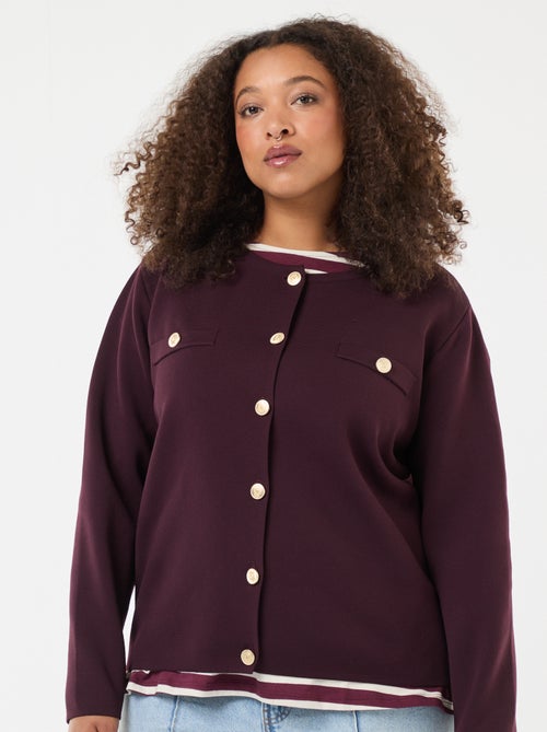 Gebreid vest met reliëfpatroontje en knopen in retrostijl - Kiabi