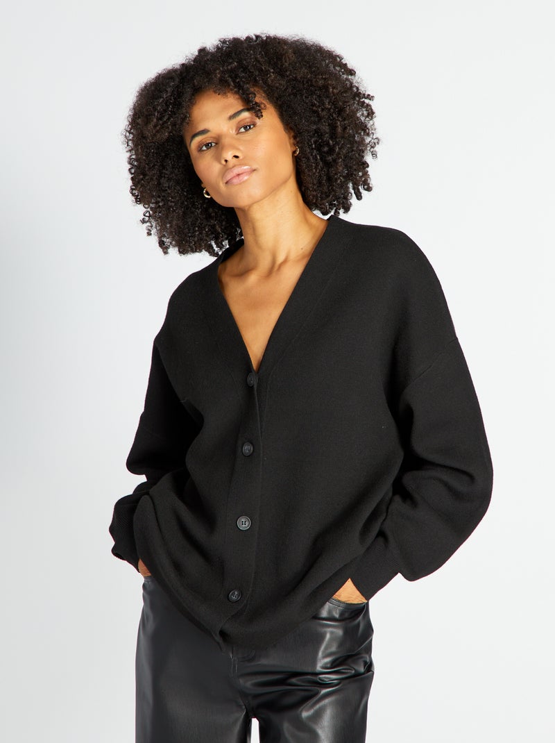 Gebreid vest ZWART - Kiabi
