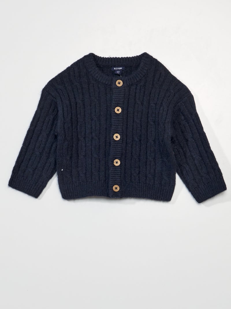 Gebreid vestje met knoopjes marineblauw - Kiabi