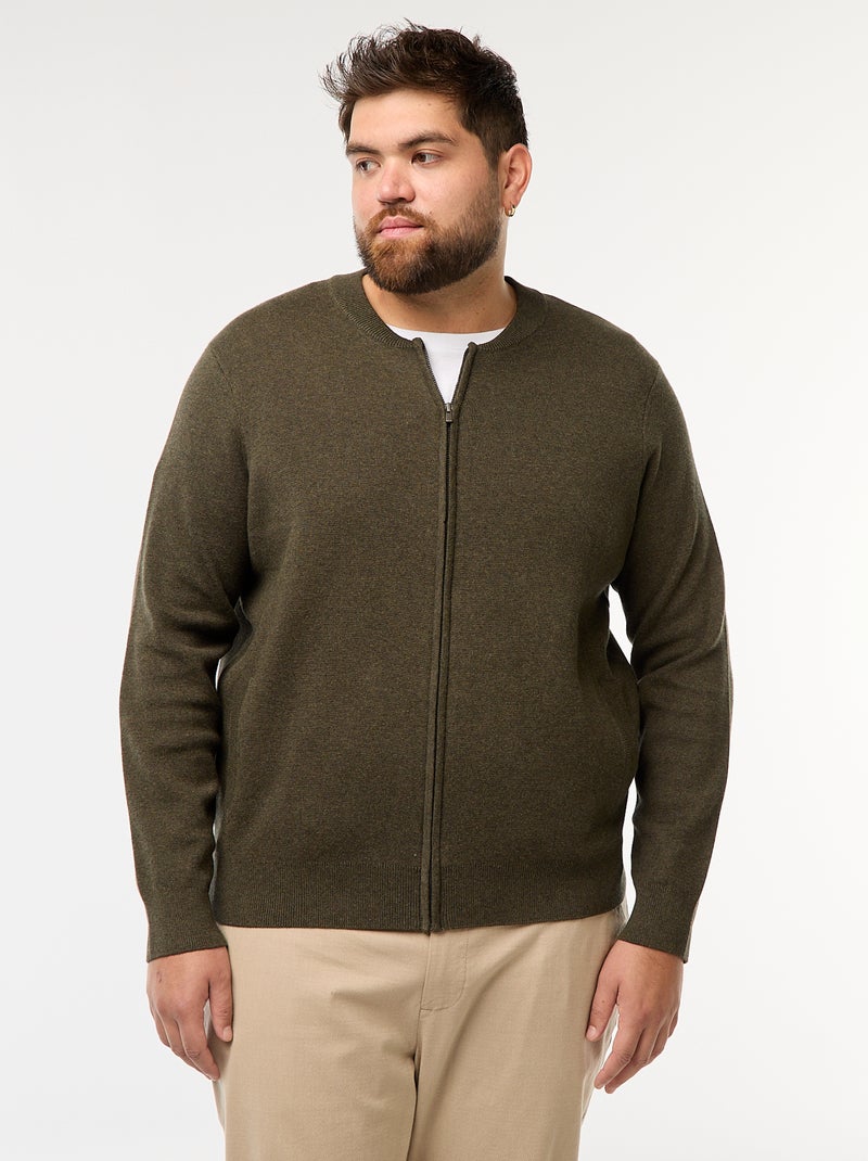 Gebreid vestje met ritssluiting Groen - Kiabi