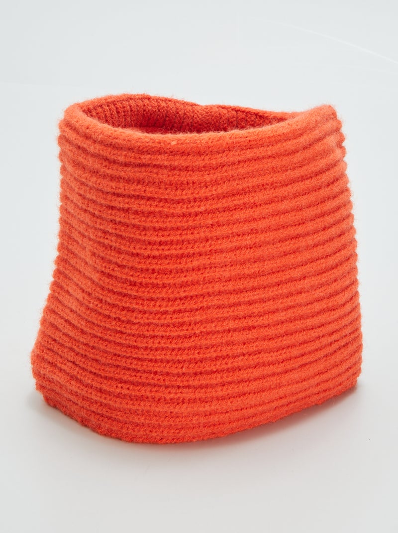 Gebreide cirkelsjaal met ribbelpatroon ORANJE - Kiabi