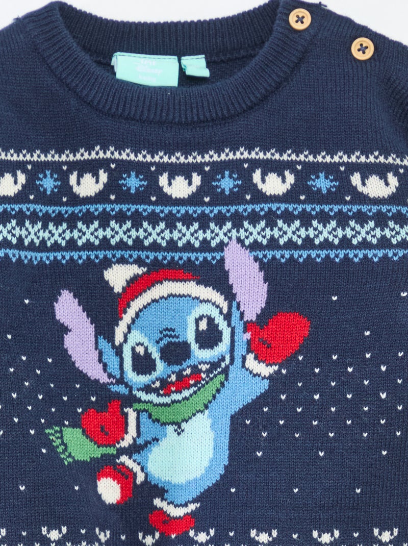 Gebreide Disney-kersttrui met Stitch-motief Blauw - Kiabi