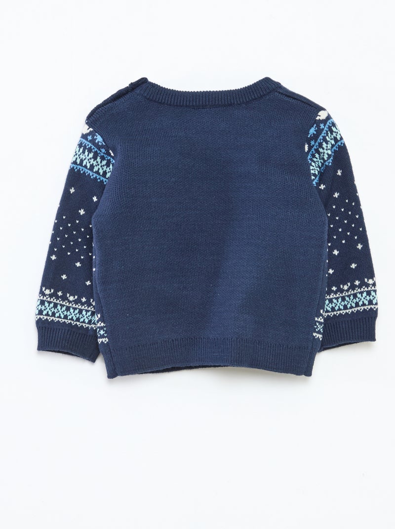 Gebreide Disney-kersttrui met Stitch-motief Blauw - Kiabi