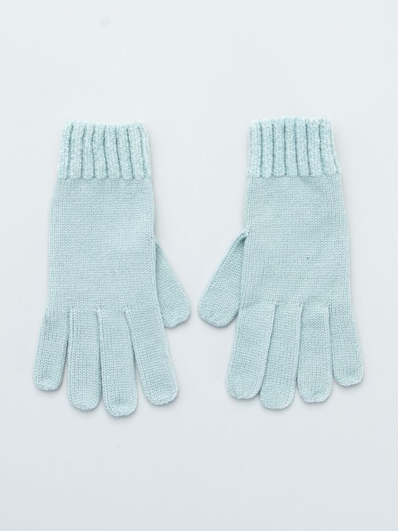 Gebreide handschoenen blauw - Kiabi