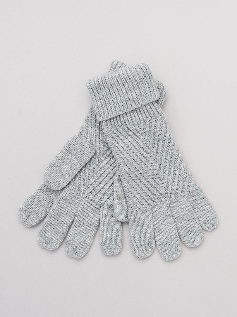 Gebreide handschoenen grijs - Kiabi