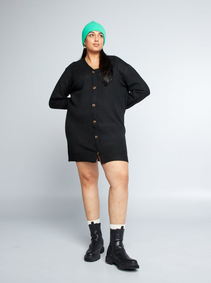Gebreide jurk - vestmodel ZWART - Kiabi
