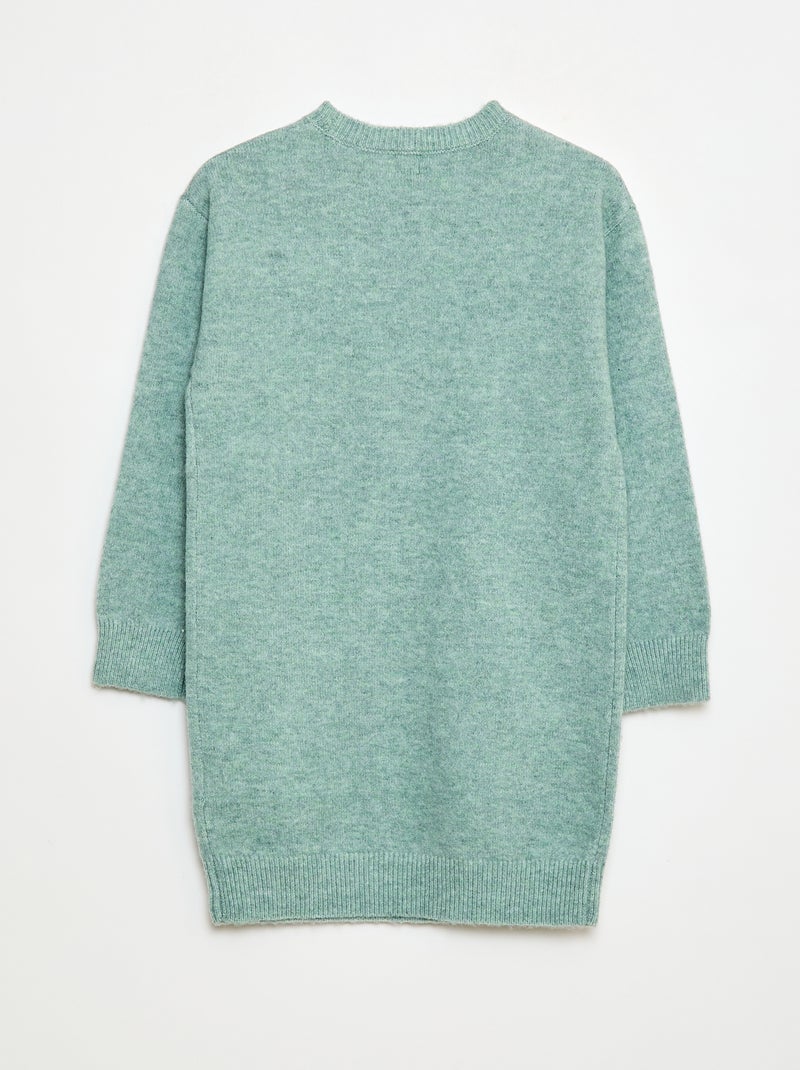 Gebreide jurk met glittersterretjes Groen - Kiabi