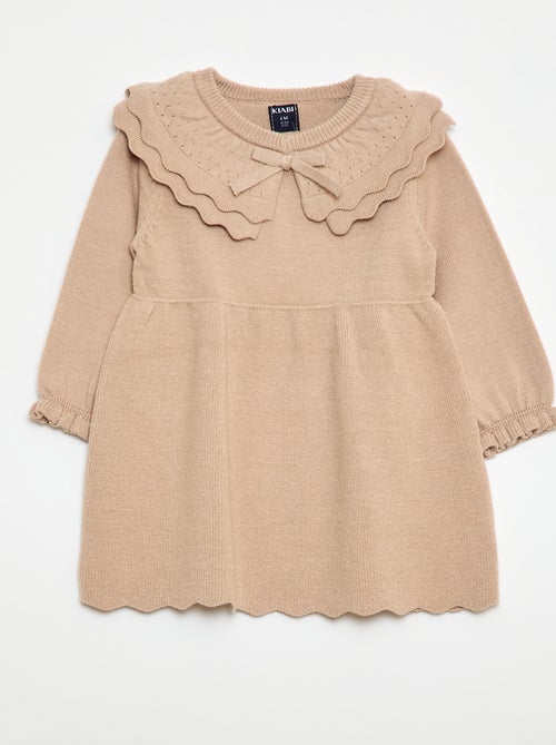 Gebreide jurk met Peter Pan-kraag - Kiabi