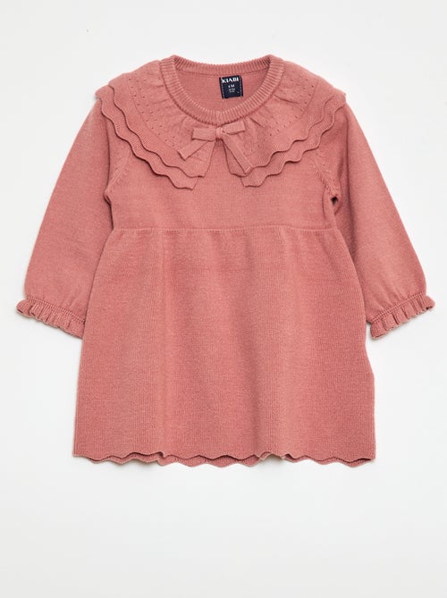 Gebreide jurk met Peter Pan-kraag - Kiabi